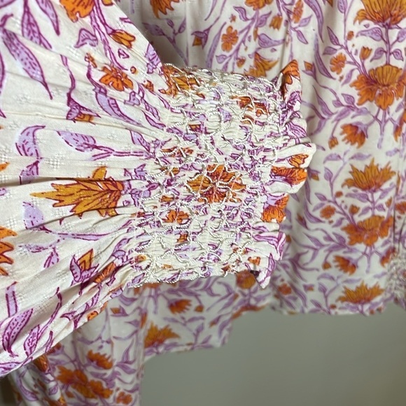 UNIVERSAL THEADS Large Pink Boho Pleasant Floral Print Long-Sleeved Gypsy Shirt - Picture 3 of 8